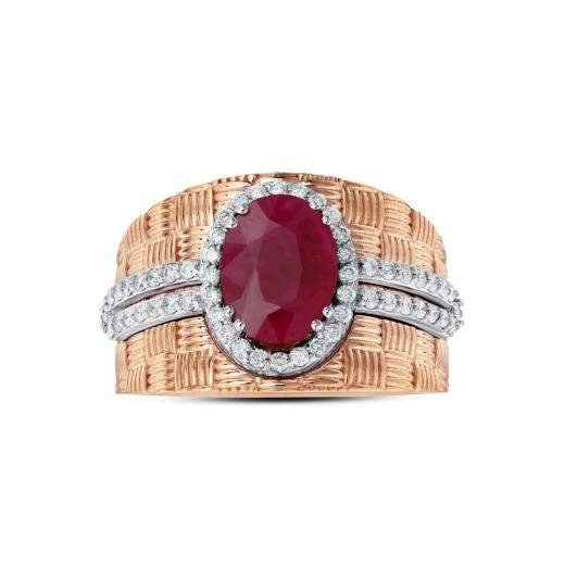 2.50 ct. Diamond Natural Ruby Ring