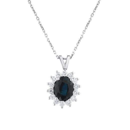2.75 Karat Pırlanta Doğal Safir Kolye