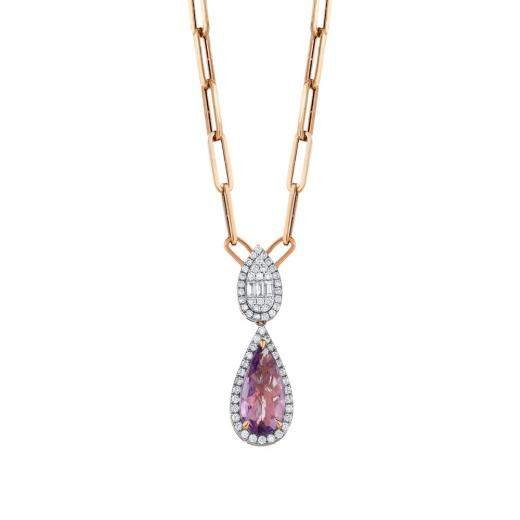 3.54 Karat Pırlanta Cherry Baget Ametist Kolye