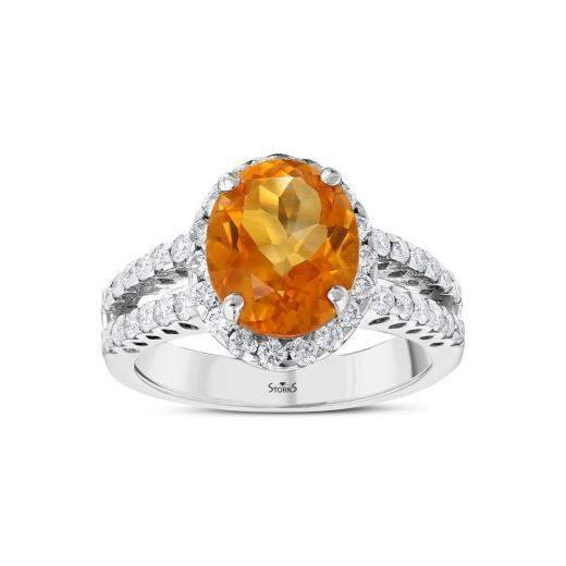 4.04 ct. Diamond Citrine Ring