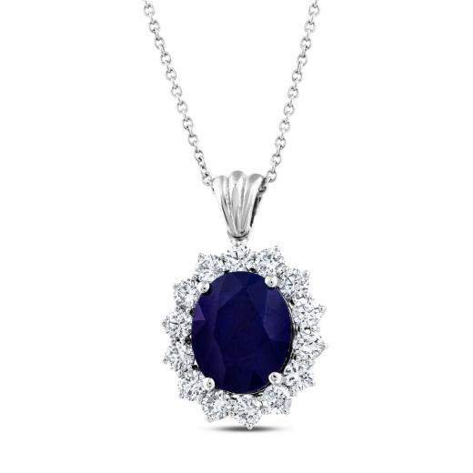 6.14 Karat Pırlanta Doğal Safir Kolye
