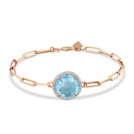 6.78 Karat Pırlanta Mavi Topaz Bileklik