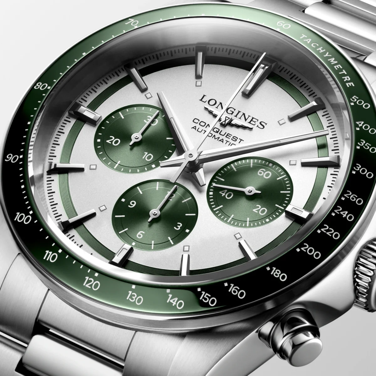 Conquest Chronograph - Yeşil İbreli Mat Gümüş - Görsel 4
