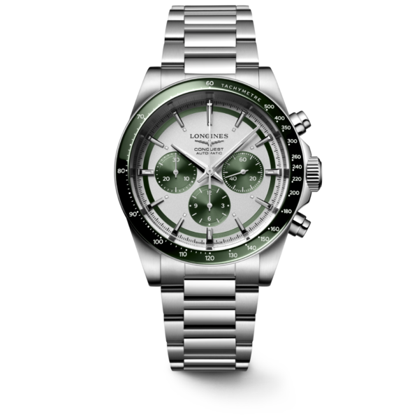Conquest Chronograph - Yeşil İbreli Mat Gümüş